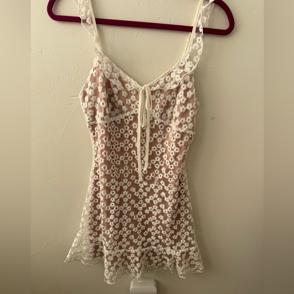 White Floral Mini Dress